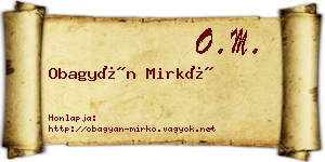 Obagyán Mirkó névjegykártya